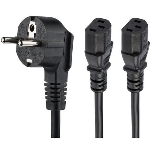 Startech.Com C13 Power Cord - Schuko CEE7 to 2x C13 - 2 m