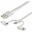 Startech.Com USB Multi-Charger Cable - Lightning, USB-C, Micro-B - Braided - 1 m (3 ft.)