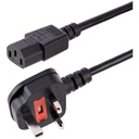 Startech.Com 3m UK Computer Power Cord - 3 Pin Mains Lead - C13 to BS-1363