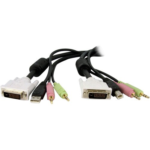 Startech.Com 6ft 4-in-1 USB Dual Link DVI-D KVM Switch Cable w/ Audio & Microphone