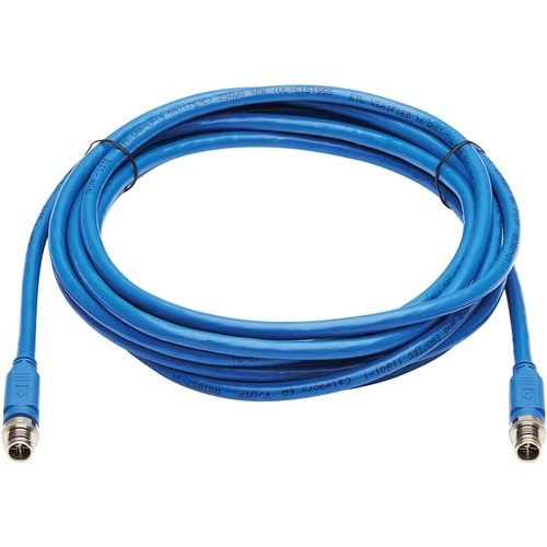 Tripp Lite NM12-6A1-03M-BL M12 X-Code Cat6a 10G Ethernet Cable, M/M, Blue, 3 m (9.8 ft.)