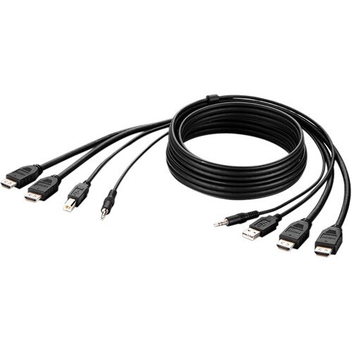 Belkin TAA DUAL HDMI/USB/AUD CBL, HDMI M/M; USB A/B, 6'