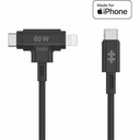 Targus HyperJuice USB-C and Lightning Hybrid Silicone Cable (1.5m/5ft) - Black