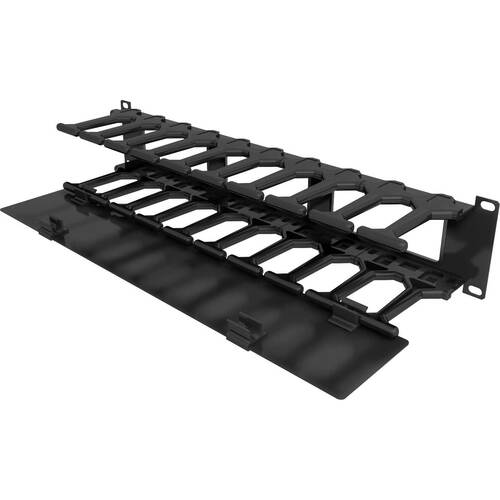 Vertiv Horizontal Cable Manager, 2U x 4" Deep, Single-Sided with Cover (Qty 1)
