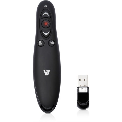 V7 WP1000-24G-19EBProfessional Wireless Red Laser Presenter - Black