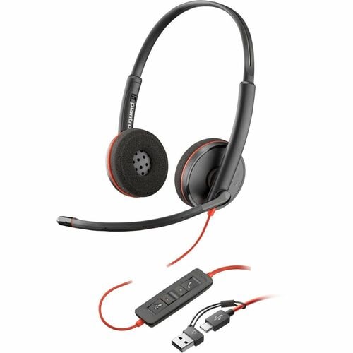 Hp Blackwire 3220 Stereo USB-C Black Headset + USB-C/A Adapter (Bulk)
