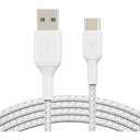 Belkin Braided USB-C to USB-A Cable (3m / 9.8ft, White)