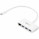 Startech.Com 3-Port USB-C Hub with Gigabit Ethernet - USB-C to 3x USB-A - USB 3.0 Hub - White