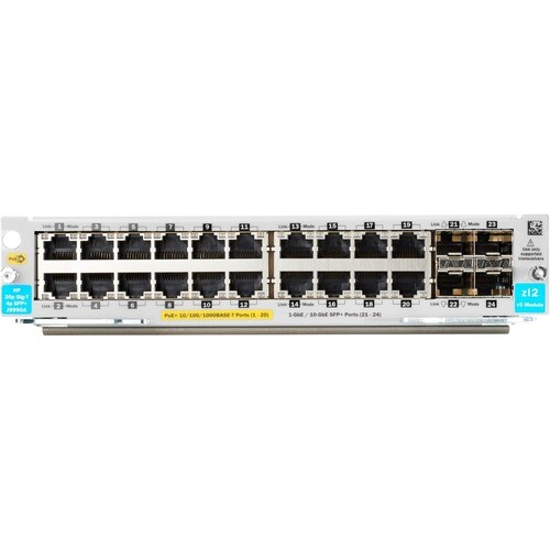 Aruba 20-port 10/100/1000BASE-T PoE+ / 4-port 1G/10GbE SFP+ MACsec v3 zl2 Module