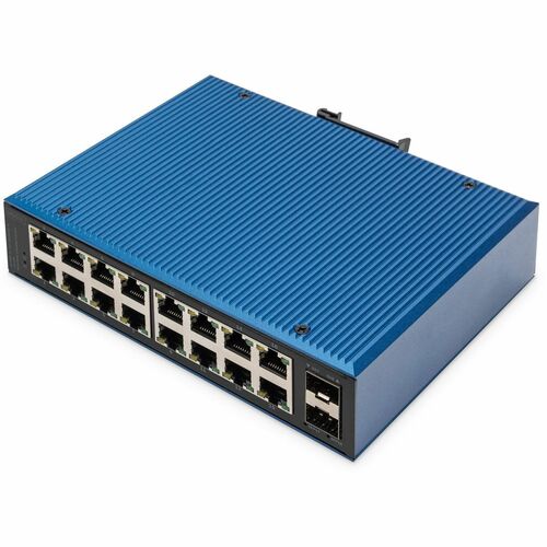 Digitus 16 port Gigabit Ethernet network switch, industrial, unmanaged, 2 SFP uplink