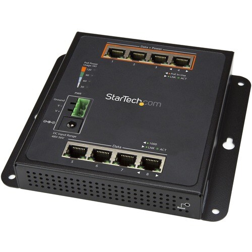 Startech.Com 8-Port (4 PoE+) Gigabit Ethernet Switch - Managed - Wall Mount with Front Access