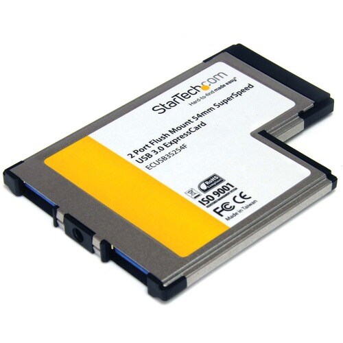 Startech.Com 2 Port Flush Mount ExpressCard 54mm SuperSpeed USB 3.0 Card Adapter