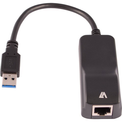 V7 CBLUSB3RJ-1EGigabit Ethernet Adapter USB A Male to RJ45 Female Black