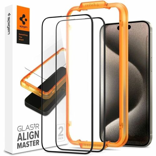 Spigen iPhone 15 Pro Max Screen Protector Alignmaster Full Cover Black