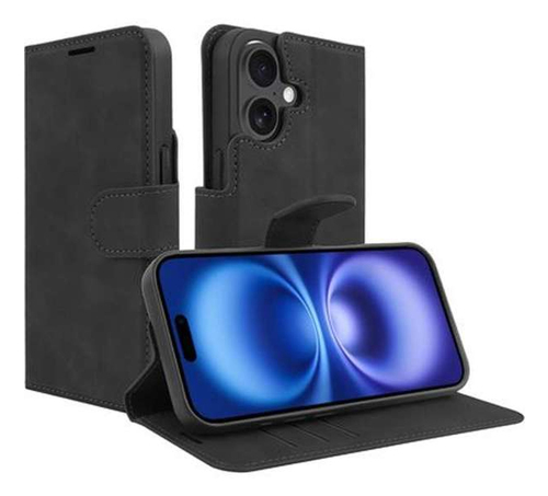 Just In Case iPhone 16 - Premium Wallet Case - Black